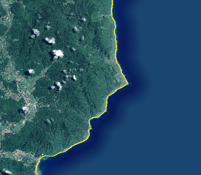 自然海岸線圖範例圖，純粹自然無人工設施的海岸線